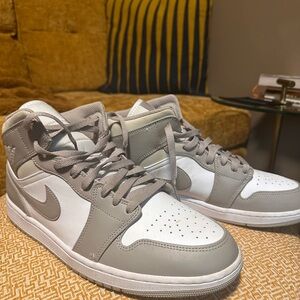 Nike Men's Taupe and White High-Top Sneakers
